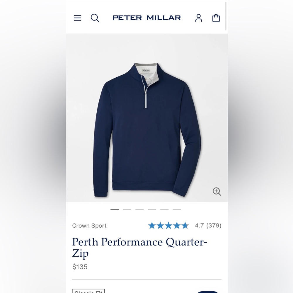 Peter Millar Men’s Perth Performance Quarter Zip (Navy)